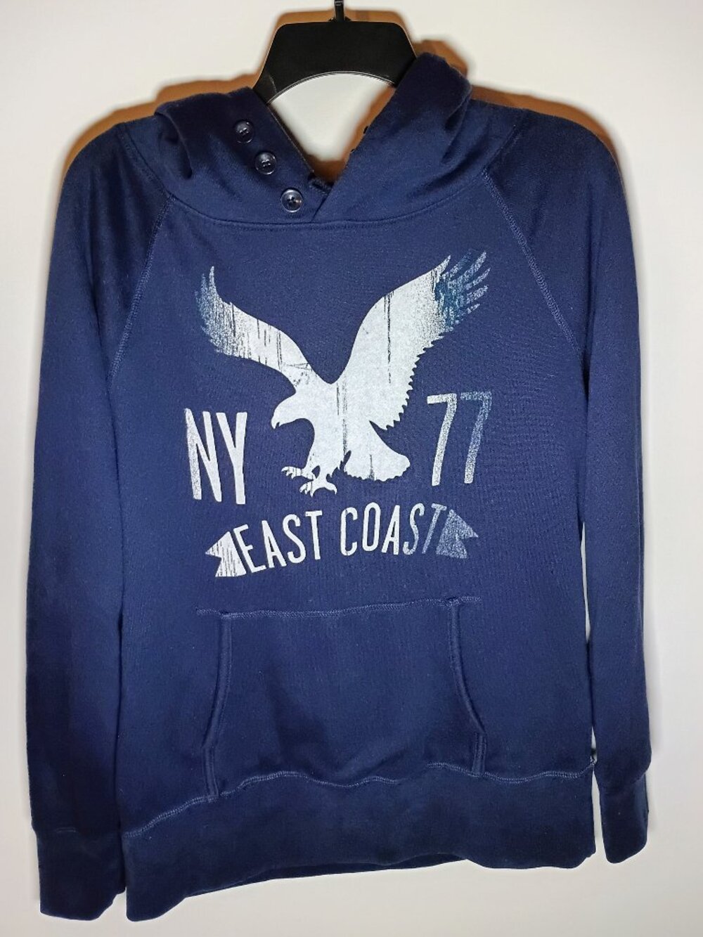 American Eagle Outfitters Navy Blue Hoodie Sweatshirt Women’s Size Medium NY 77